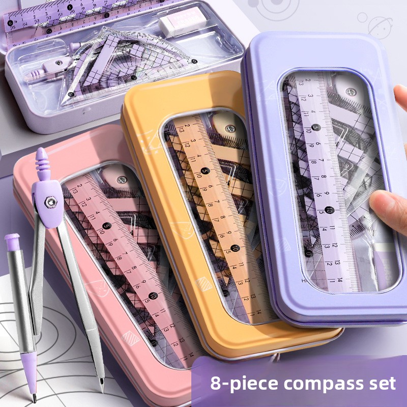 8 Pcs Geometry Set for Student - Math Geometry Set With Compass review and price