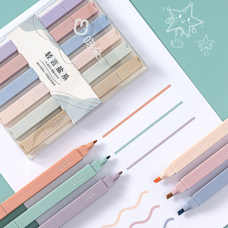 6 PCS Double Side Highlighter  - Pastel Highlighter Set Double Ended review and price