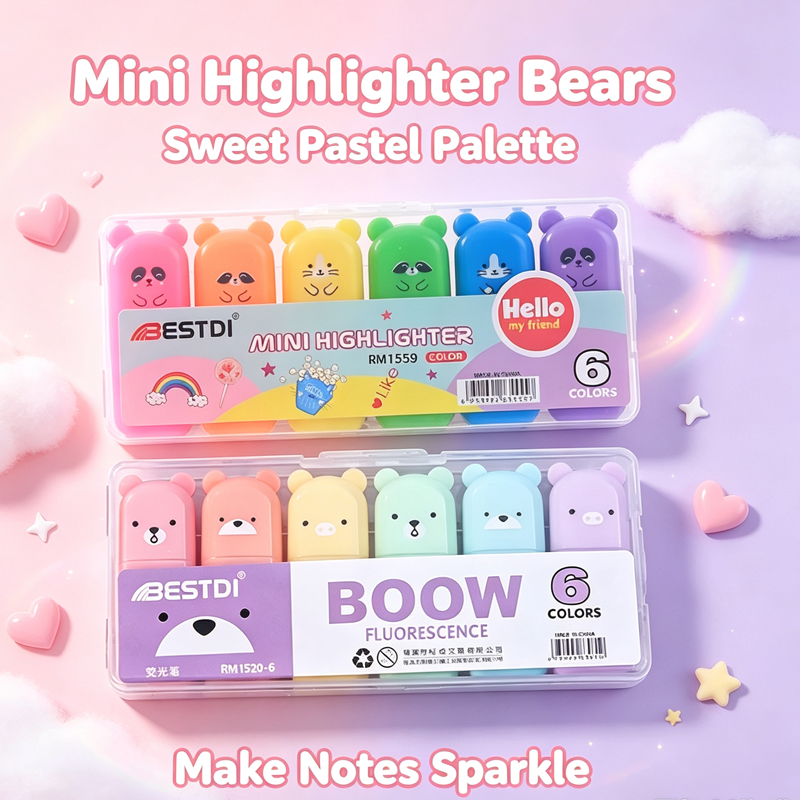 Kawaii Bear Highlighter Pens S - Pastel Highlighter Set Double Ended review and price